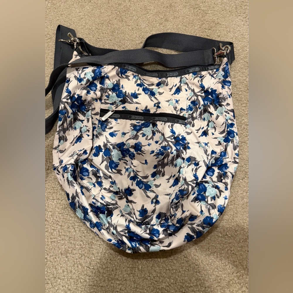 Lesportsac Blue and Gray Floral Shoulder Bag
